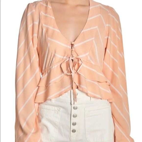 Free People Samifran Ruffle Top in Peach size XS - Picture 3 of 4